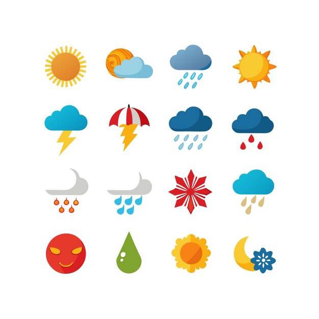 Colección de conjuntos de iconos meteorológicos para sitios web y aplicaciones móviles
