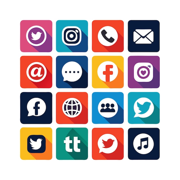 Colección de conjuntos de iconos de redes sociales para sitios web y aplicaciones móviles