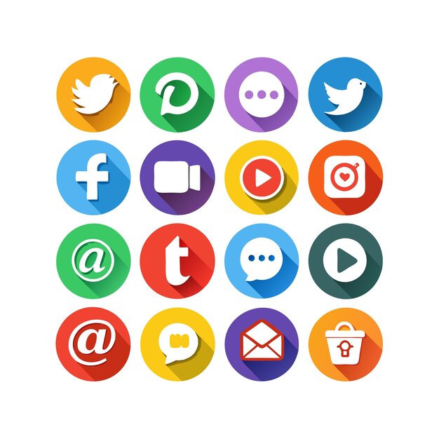 Colección de conjuntos de iconos de redes sociales para sitios web y aplicaciones móviles