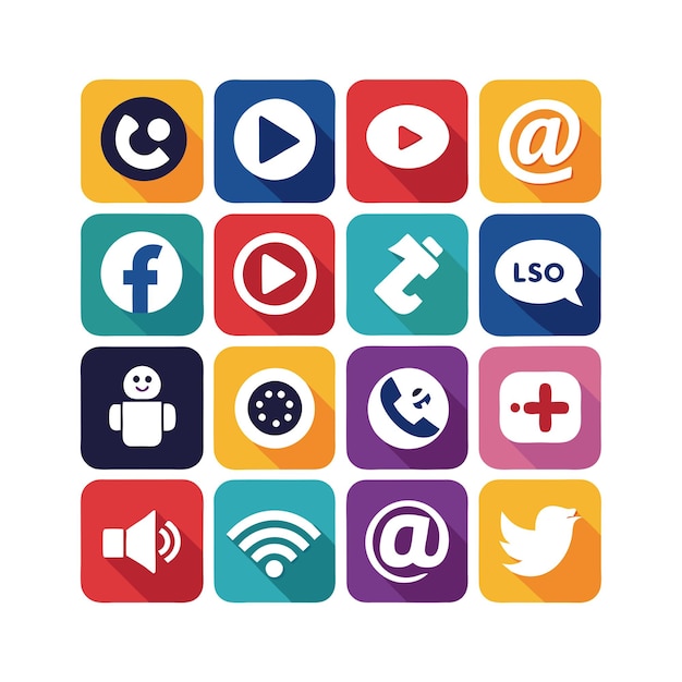 Colección de conjuntos de iconos de redes sociales para sitios web y aplicaciones móviles