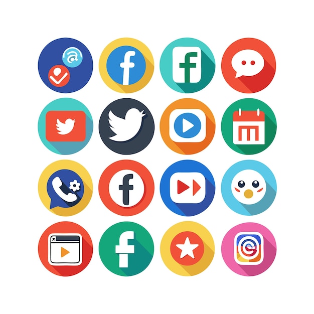 Colección de conjuntos de iconos de redes sociales para sitios web y aplicaciones móviles
