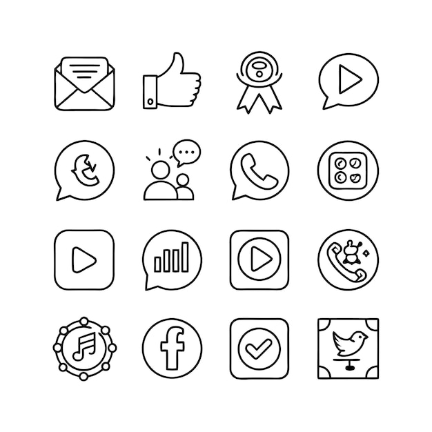 Colección de conjuntos de iconos de redes sociales para sitios web y aplicaciones móviles
