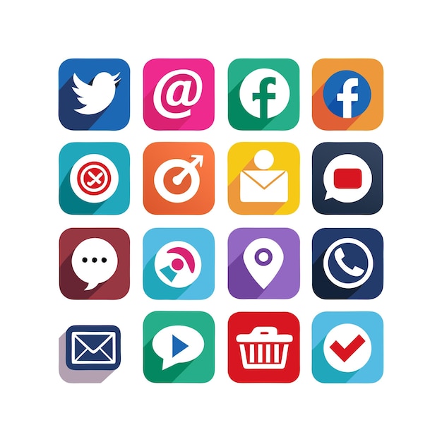 Colección de conjuntos de iconos de redes sociales para sitios web y aplicaciones móviles