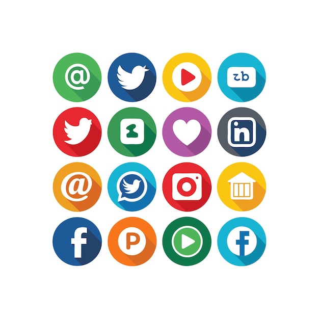 Colección de conjuntos de iconos de redes sociales para sitios web y aplicaciones móviles
