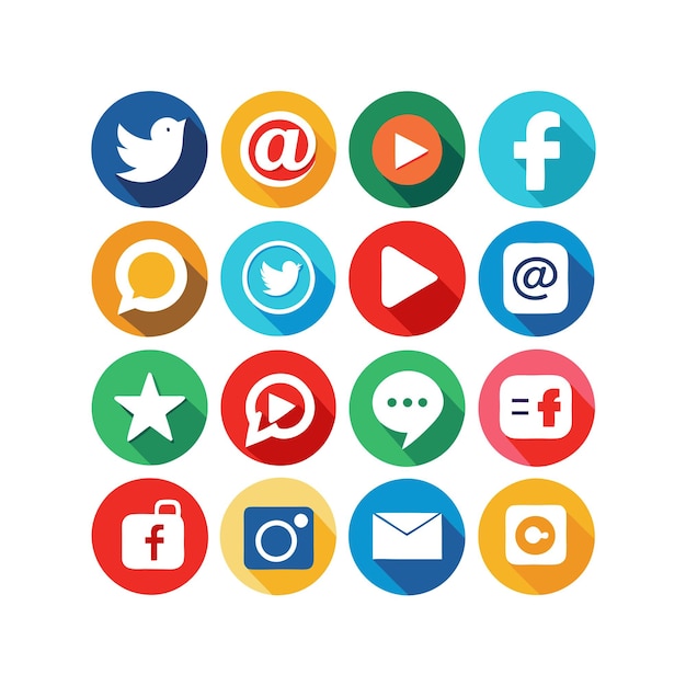 Colección de conjuntos de iconos de redes sociales para sitios web y aplicaciones móviles