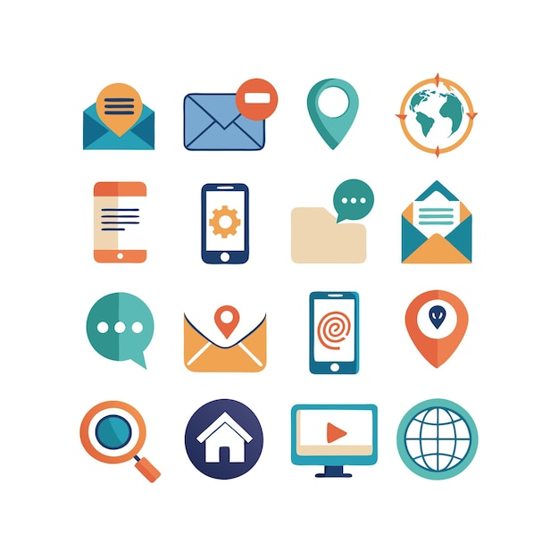 Colección de conjuntos de iconos para sitios web y aplicaciones móviles
