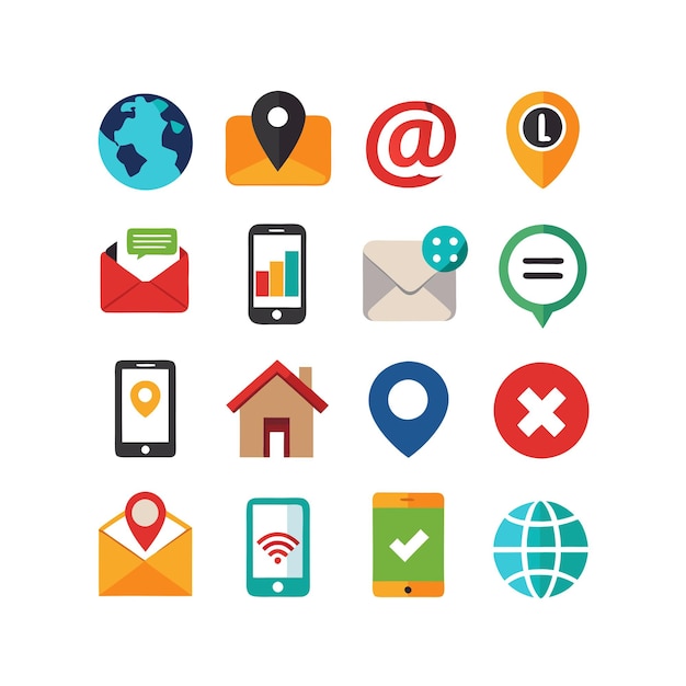 Colección de conjuntos de iconos para sitios web y aplicaciones móviles