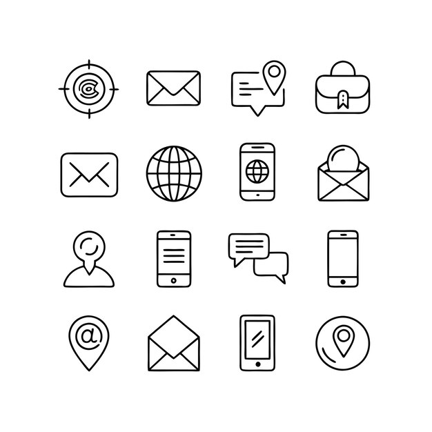 Colección de conjuntos de iconos para sitios web y aplicaciones móviles