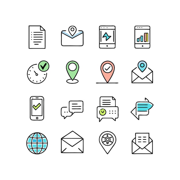 Colección de conjuntos de iconos para sitios web y aplicaciones móviles