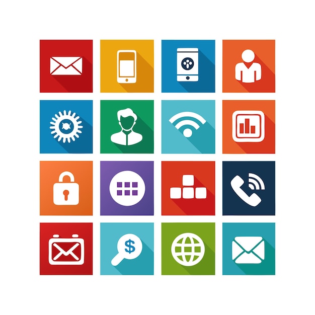 Colección de conjuntos de iconos para sitios web y aplicaciones móviles