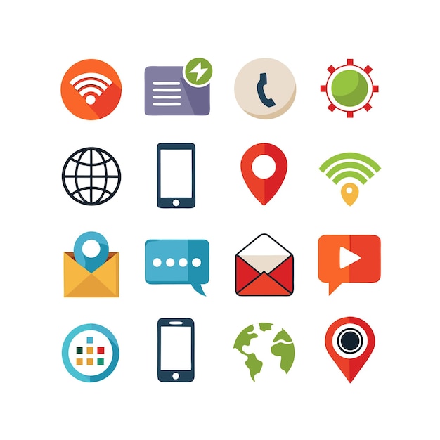 Colección de conjuntos de iconos para sitios web y aplicaciones móviles