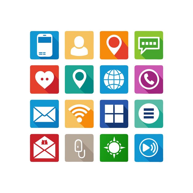 Colección de conjuntos de iconos para sitios web y aplicaciones móviles