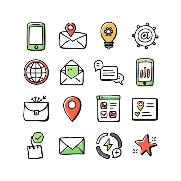Colección de conjuntos de iconos para sitios web y aplicaciones móviles