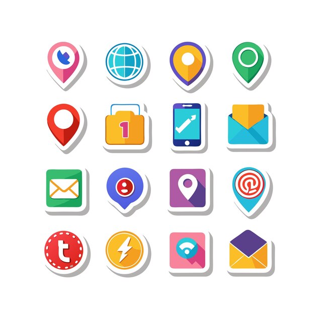 Colección de conjuntos de iconos para sitios web y aplicaciones móviles
