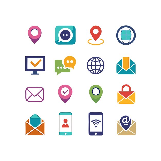 Colección de conjuntos de iconos para sitios web y aplicaciones móviles