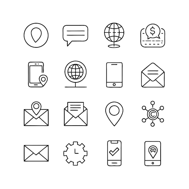 Colección de conjuntos de iconos para sitios web y aplicaciones móviles