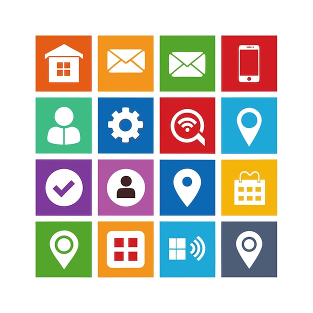 Colección de conjuntos de iconos para sitios web y aplicaciones móviles