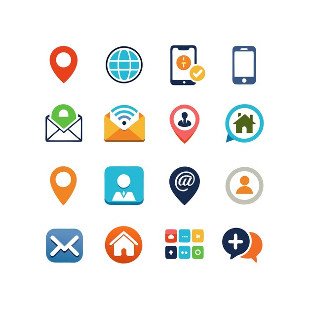 Colección de conjuntos de iconos para sitios web y aplicaciones móviles