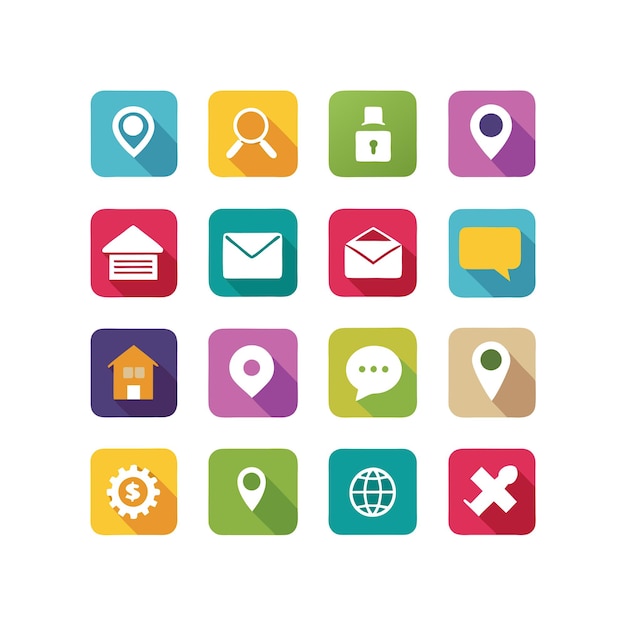 Colección de conjuntos de iconos para sitios web y aplicaciones móviles
