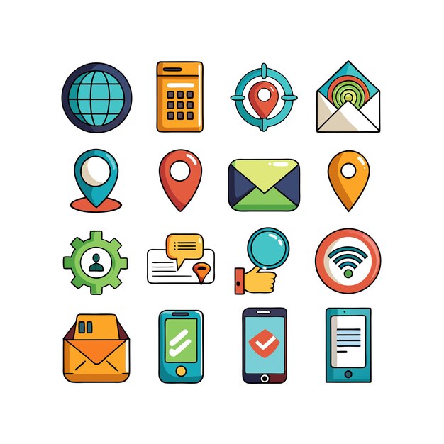 Colección de conjuntos de iconos para sitios web y aplicaciones móviles