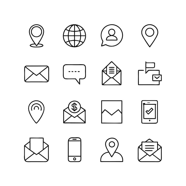 Colección de conjuntos de iconos para sitios web y aplicaciones móviles
