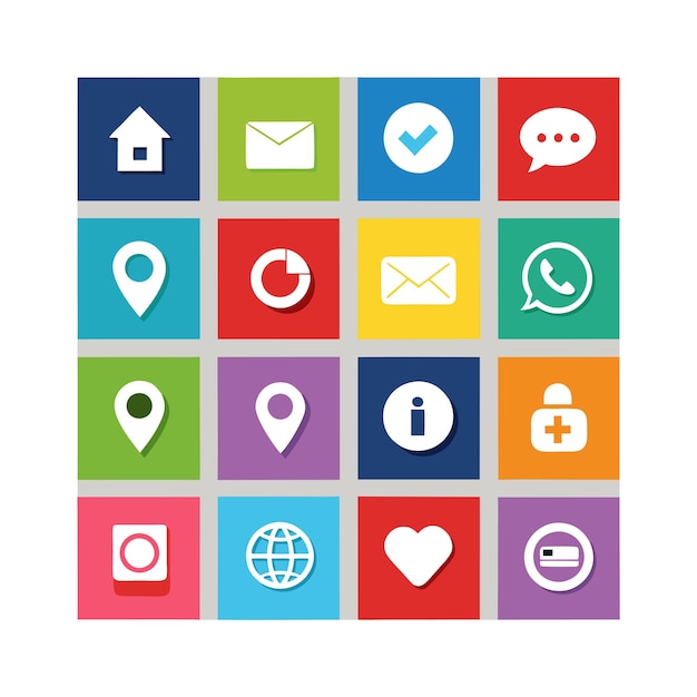 Colección de conjuntos de iconos para sitios web y aplicaciones móviles