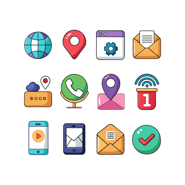 Colección de conjuntos de iconos para sitios web y aplicaciones móviles