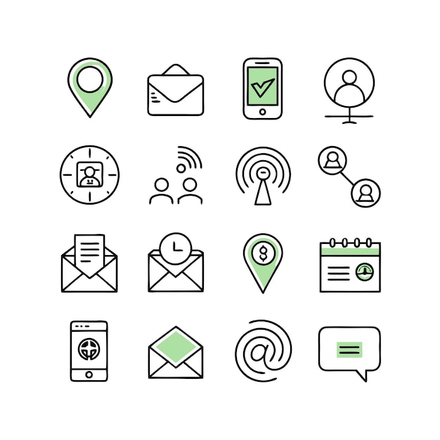Colección de conjuntos de iconos para sitios web y aplicaciones móviles