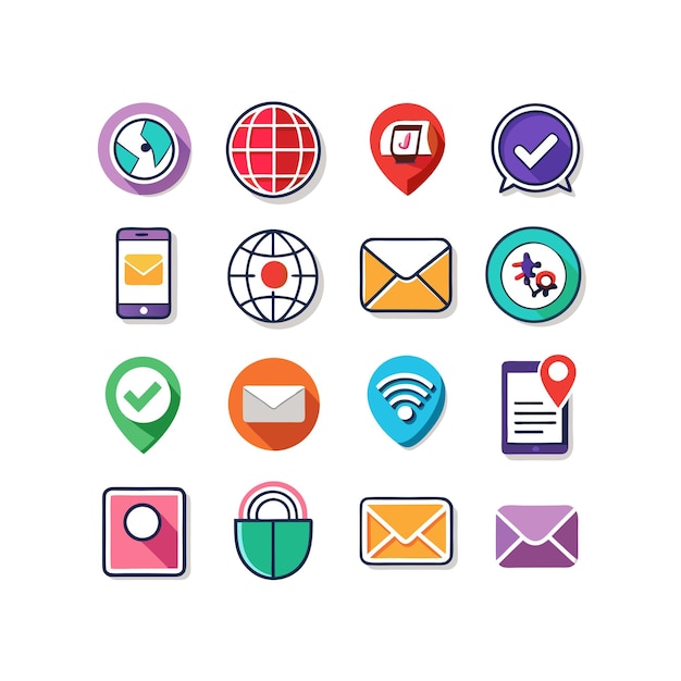 Colección de conjuntos de iconos para sitios web y aplicaciones móviles