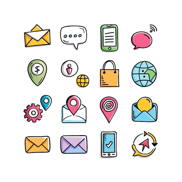 Colección de conjuntos de iconos para sitios web y aplicaciones móviles