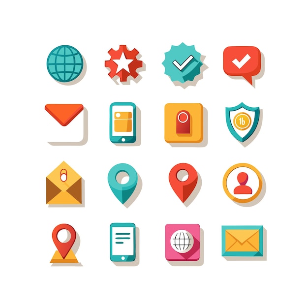 Colección de conjuntos de iconos para sitios web y aplicaciones móviles