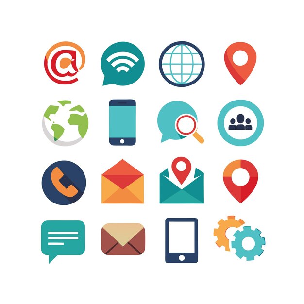 Colección de conjuntos de iconos para sitios web y aplicaciones móviles