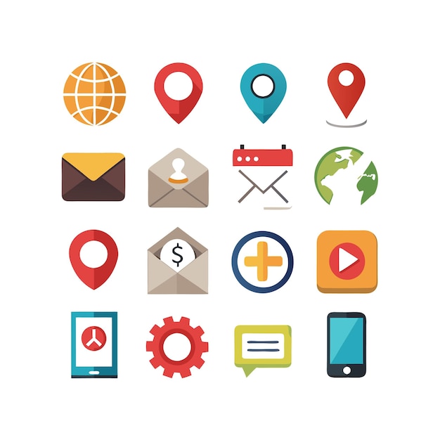 Colección de conjuntos de iconos para sitios web y aplicaciones móviles
