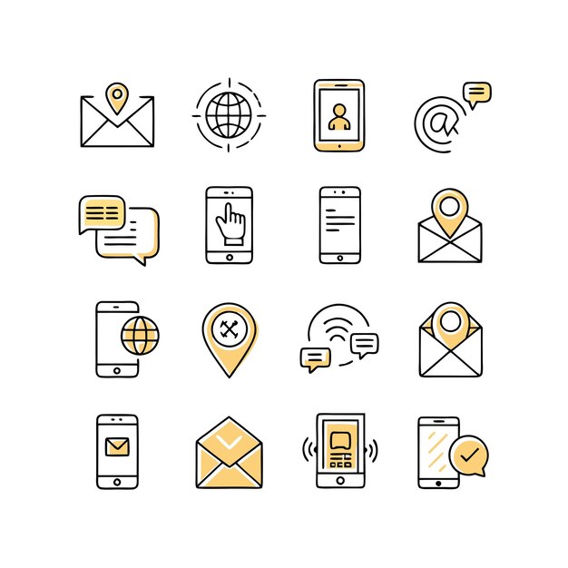 Colección de conjuntos de iconos para sitios web y aplicaciones móviles