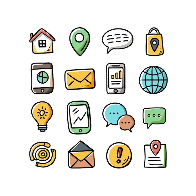Colección de conjuntos de iconos para sitios web y aplicaciones móviles
