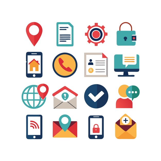 Colección de conjuntos de iconos para sitios web y aplicaciones móviles