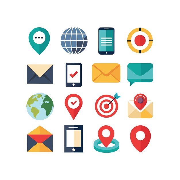 Colección de conjuntos de iconos para sitios web y aplicaciones móviles