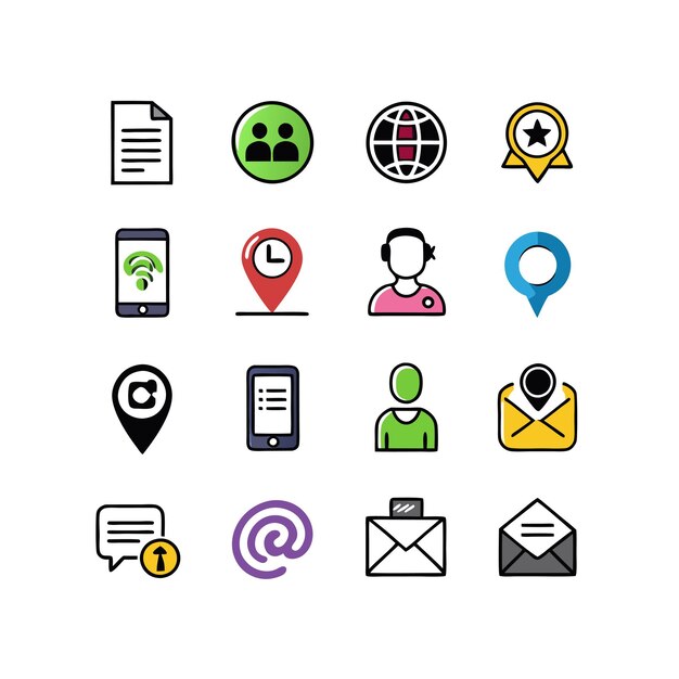 Colección de conjuntos de iconos para sitios web y aplicaciones móviles