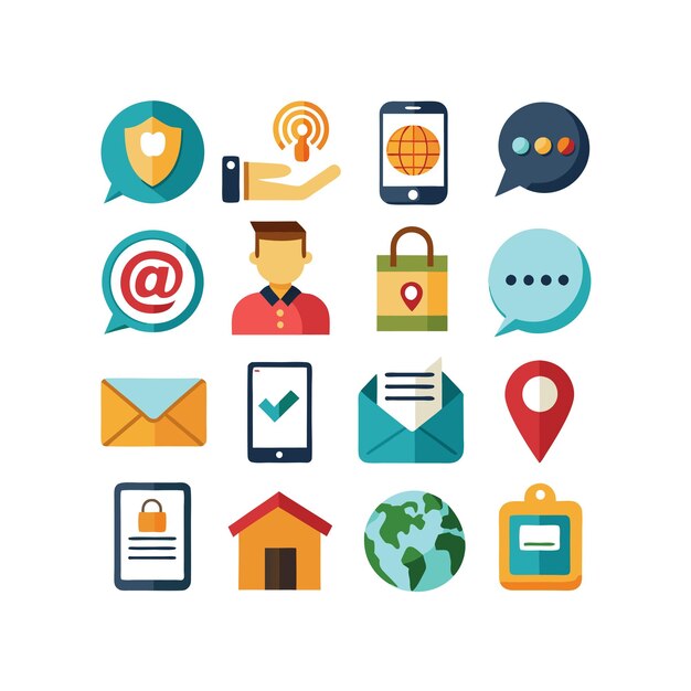 Colección de conjuntos de iconos para sitios web y aplicaciones móviles