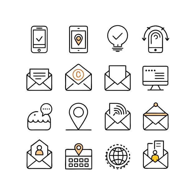 Colección de conjuntos de iconos para sitios web y aplicaciones móviles