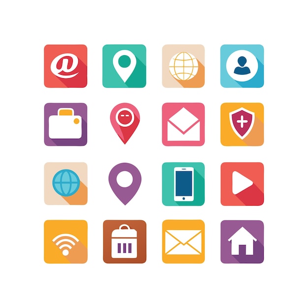 Colección de conjuntos de iconos para sitios web y aplicaciones móviles