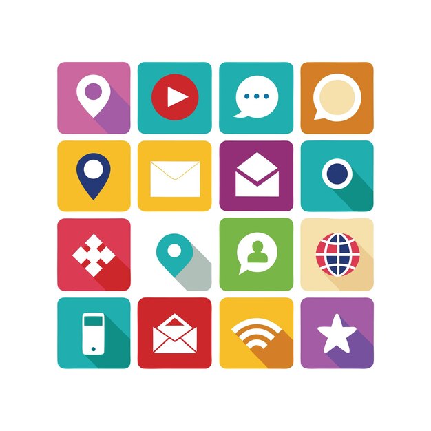 Colección de conjuntos de iconos para sitios web y aplicaciones móviles