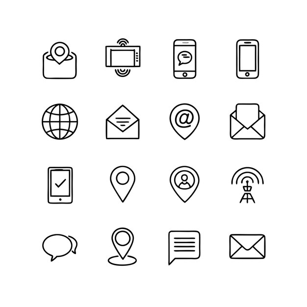 Colección de conjuntos de iconos para sitios web y aplicaciones móviles