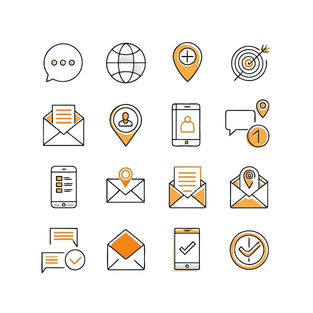 Colección de conjuntos de iconos para sitios web y aplicaciones móviles