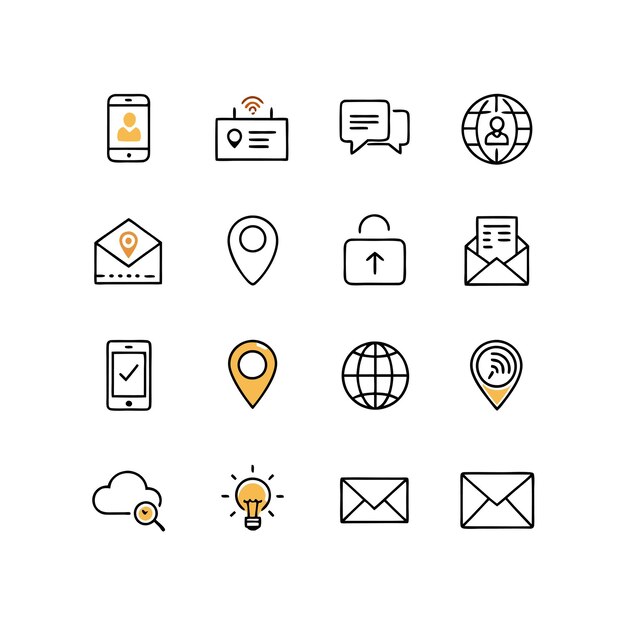Colección de conjuntos de iconos para sitios web y aplicaciones móviles