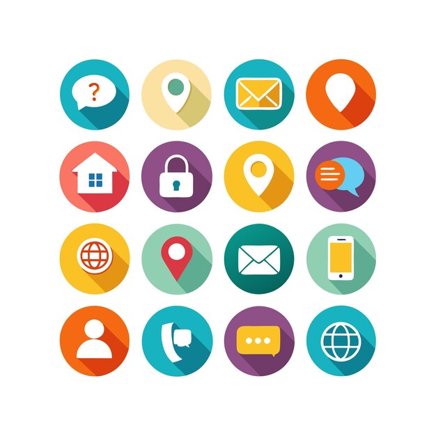 Colección de conjuntos de iconos para sitios web y aplicaciones móviles