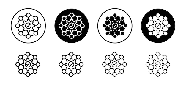 Colección de conjuntos de iconos vectoriales de marketing multicanal Comercio multicanal Icono plano de esquema