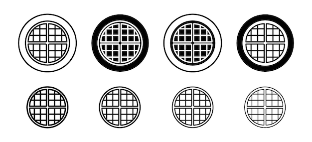 Colección de conjuntos de iconos vectoriales de Waffle Contorno plano Icono