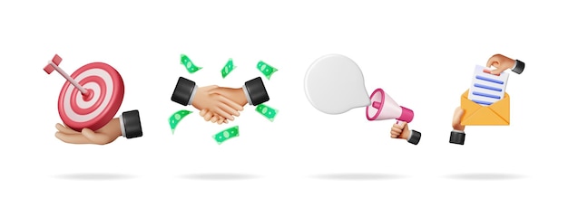 Colección de conjuntos de ilustraciones vectoriales 3D financieras