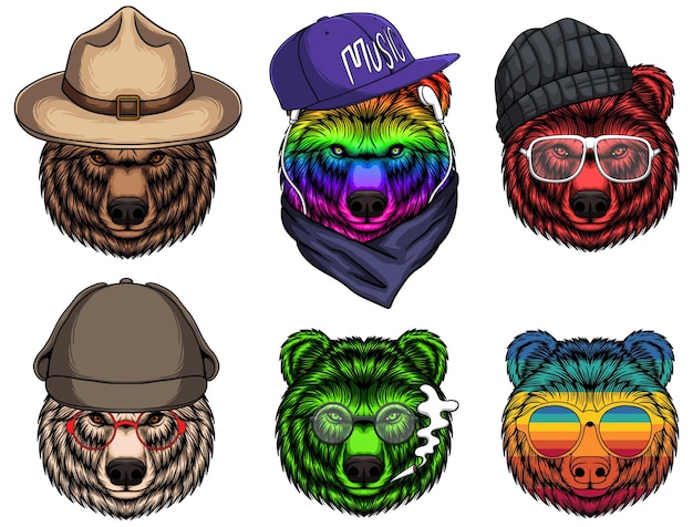 Colección de conjuntos de moda de oso